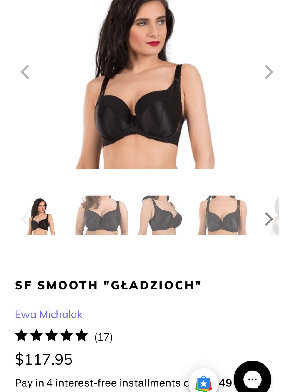 Ewa Michalak Black Full-Coverage Support Bra - Polish Design Like New 80JJ